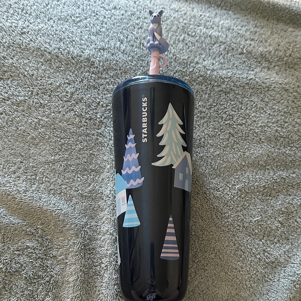 Starbucks 24oz Fox 🦊 Tumbler with Pastel Blue, Lavender, and Pink Trees